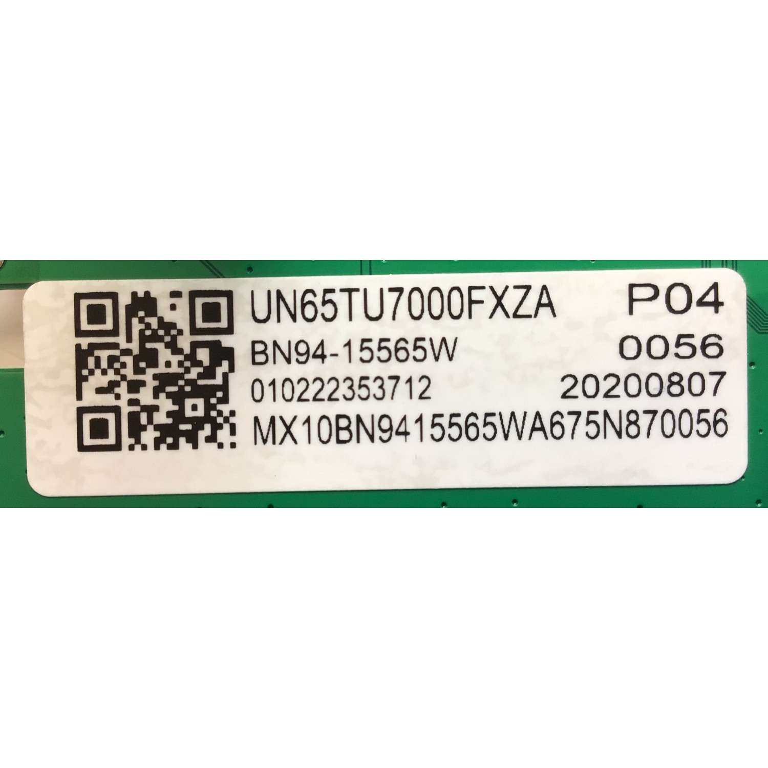 MAIN PARA TV SAMSUNG / NUMERO DE PARTE BN94-15565W / BN41-02751A / BN41-02751 / BN97-17938A / P04/ 0056/ 20200807/ MX10BN9415565WA675N870056 / PANEL CY-BT065HGHV1H / MODELO UN65TU7000FXZA CC02 / UN65TU7000FXZA / UN65TU7000F - Imagen 2